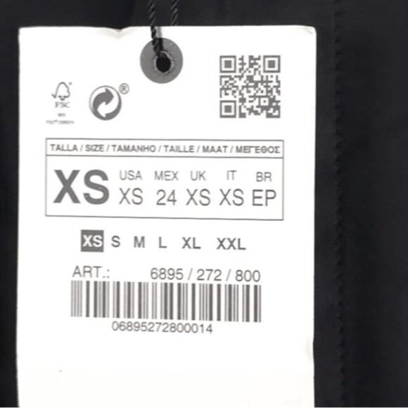 NWT Zara Embroidered High Waisted Silky Satin Wide Leg Pants 6895/272/800/ XS - Picture 16 of 16